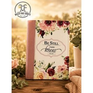 FINPAC BIBLE COVER BE STILL AND KNOW FLORAL PU LEATHER ZIPPERED CARRY CASE